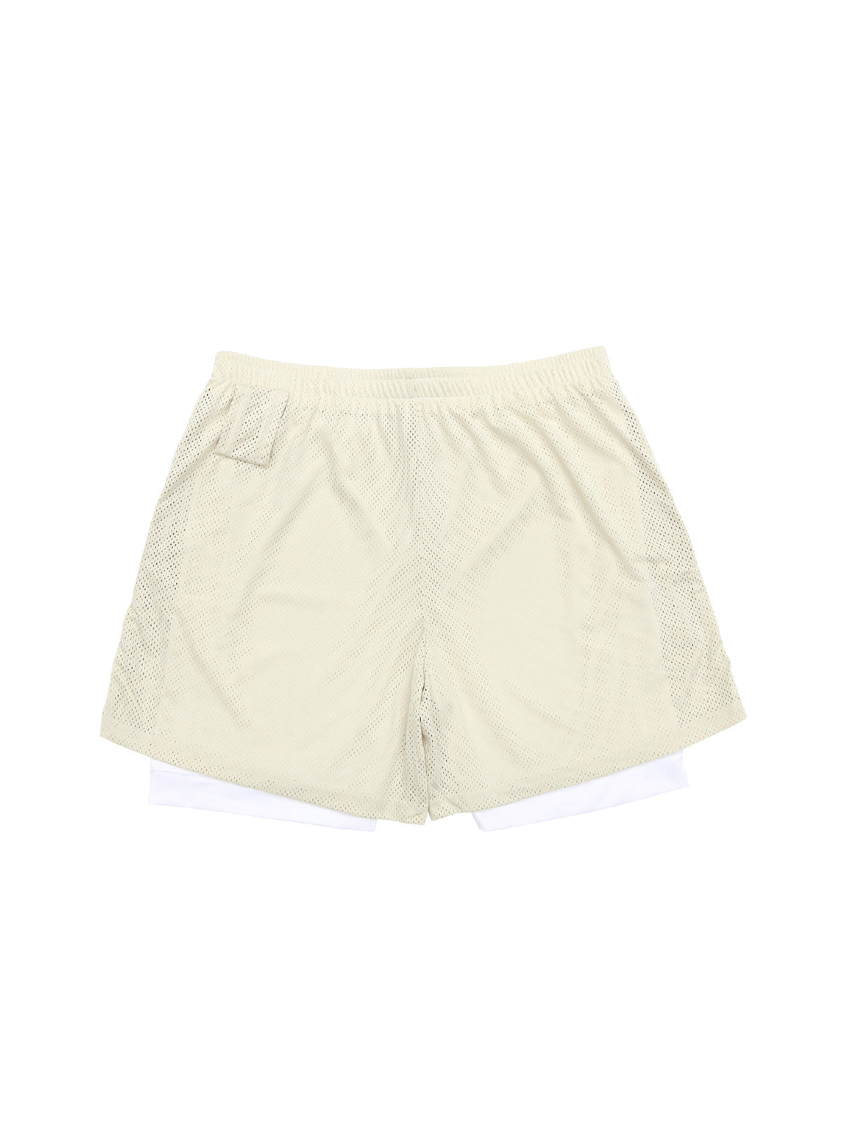 MESH SHORTS RUBBER TAG【BEIGE】