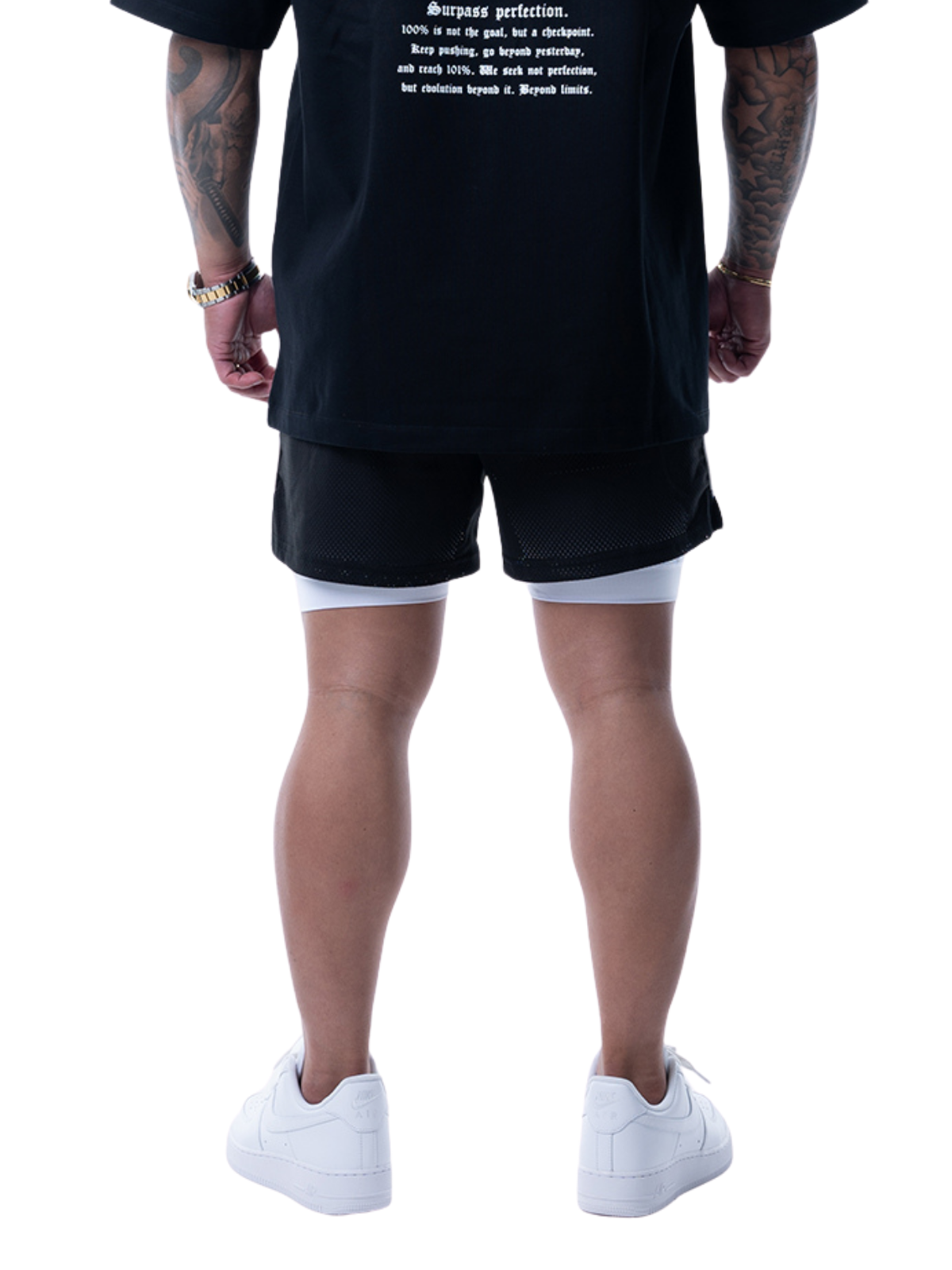 MESH SHORTS RUBBER TAG【BLACK】