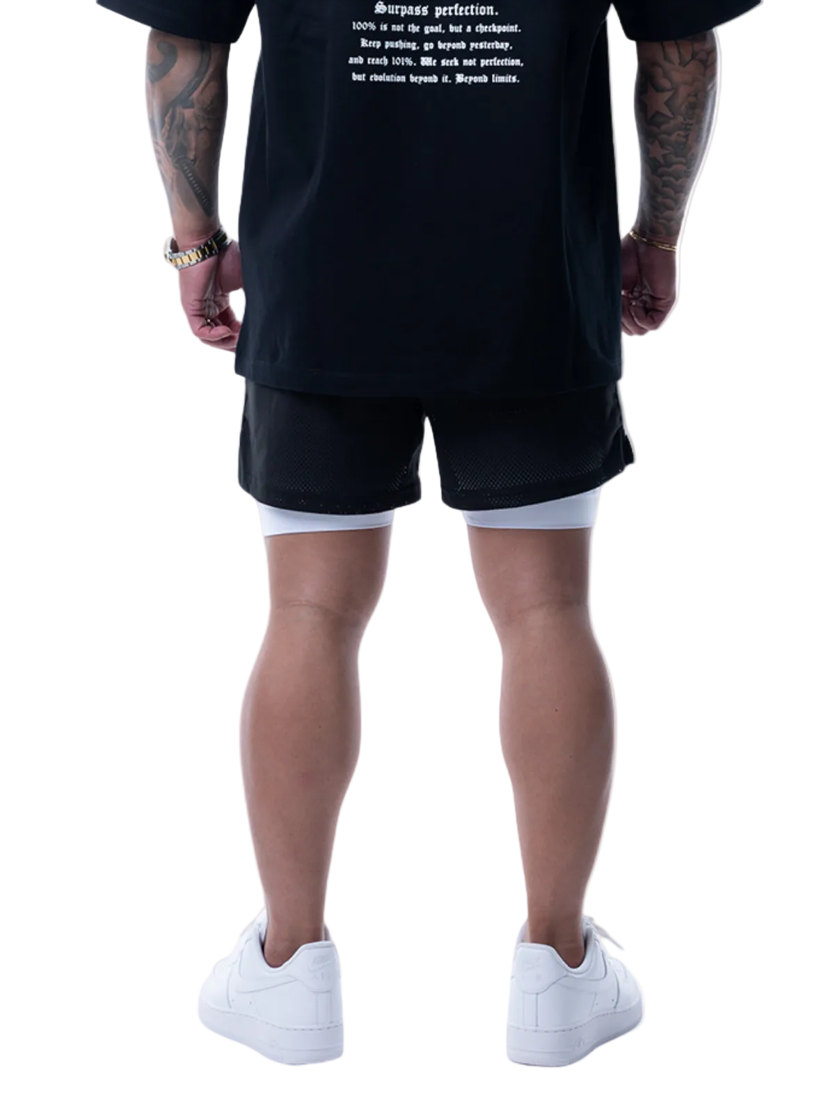 MESH SHORTS RUBBER TAG【BLACK】