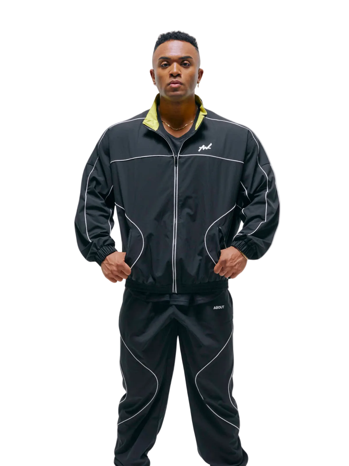 美品✨ALLOUT トラックジャケット　ブラック　サイズ M TRACK JACKET PIPING