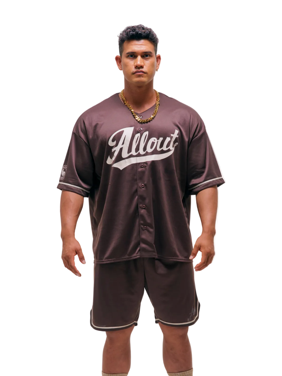 allout ベースボールシャツ　XXL BASEBALL SHIRT(BROWN)