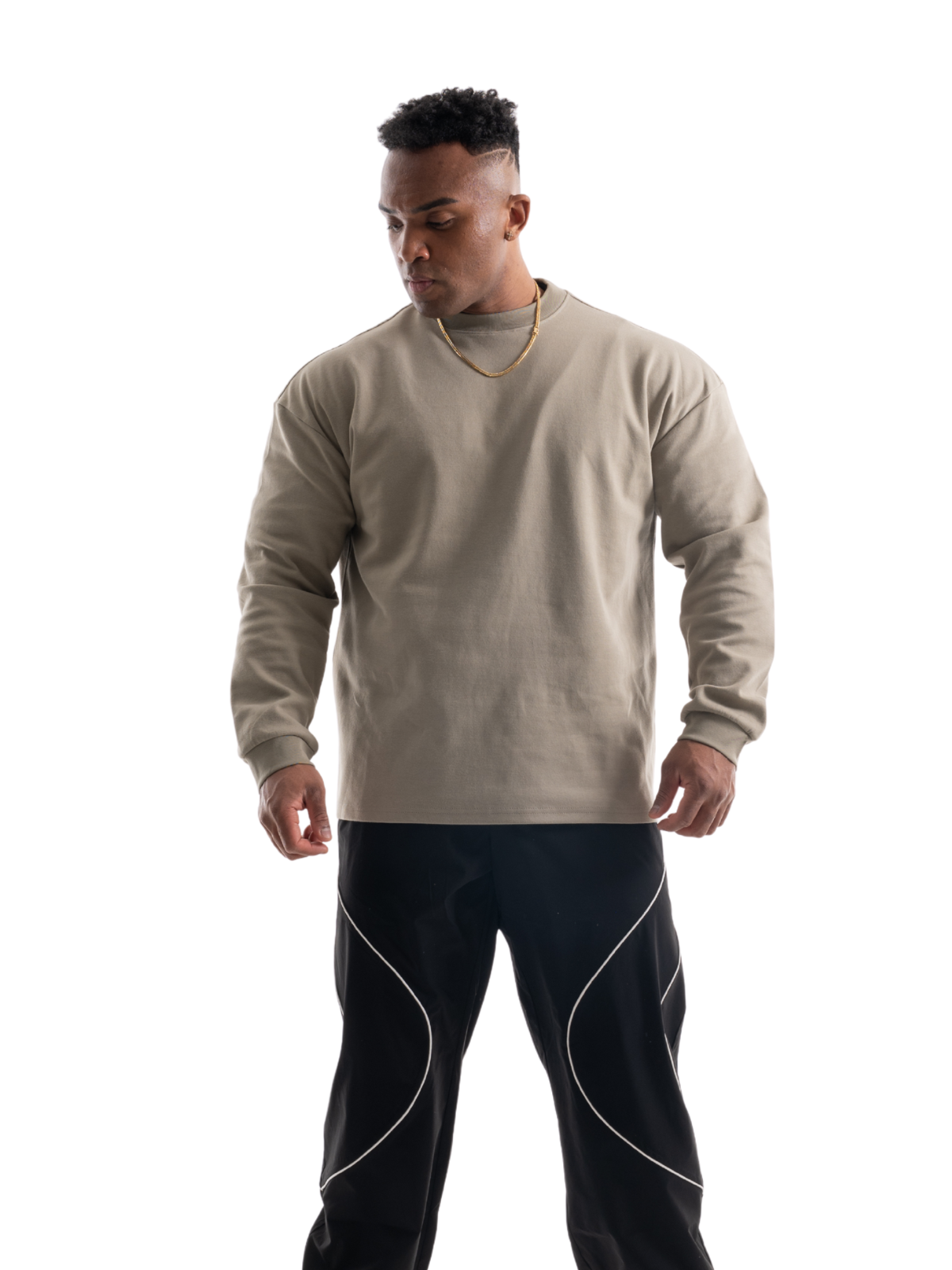 LONG SLEEVE T-shirt RUBBER TAG(KHAKI)