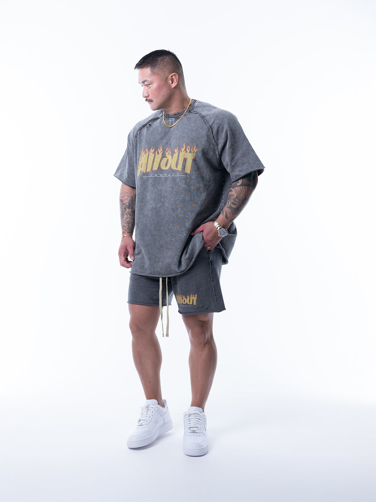 SWEAT SHORTS | DISTRESSED FLAME