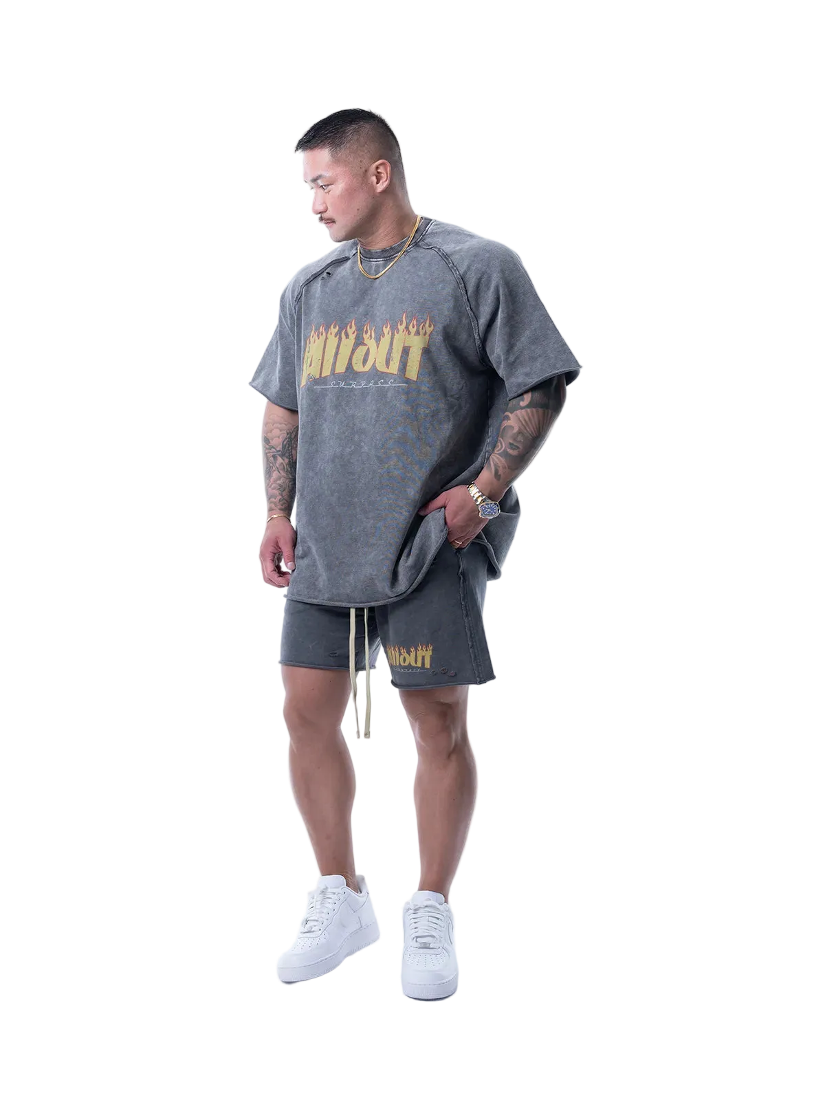 SWEAT TEE | DISTRESSED FLAME