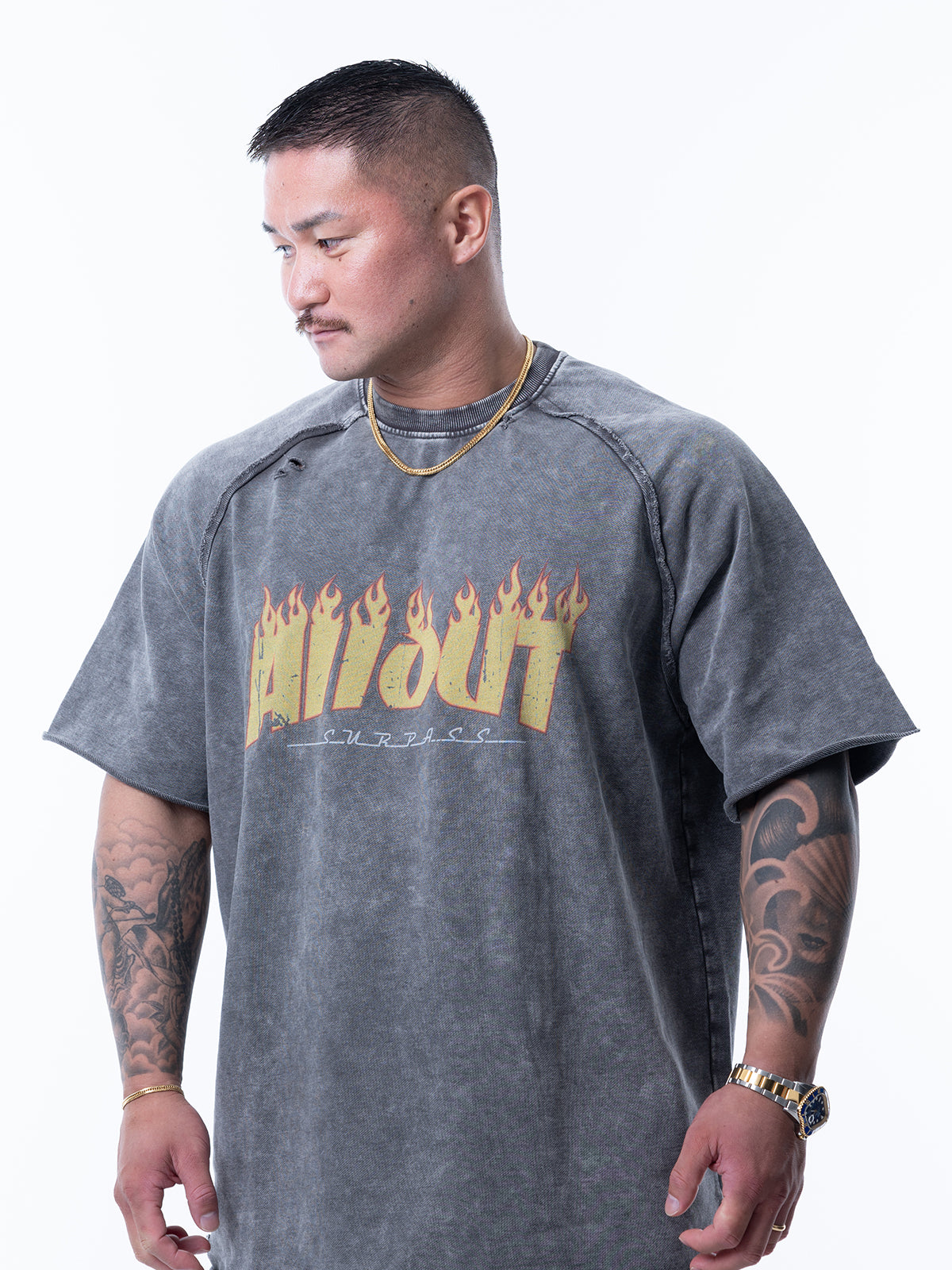 SWEAT TEE | DISTRESSED FLAME