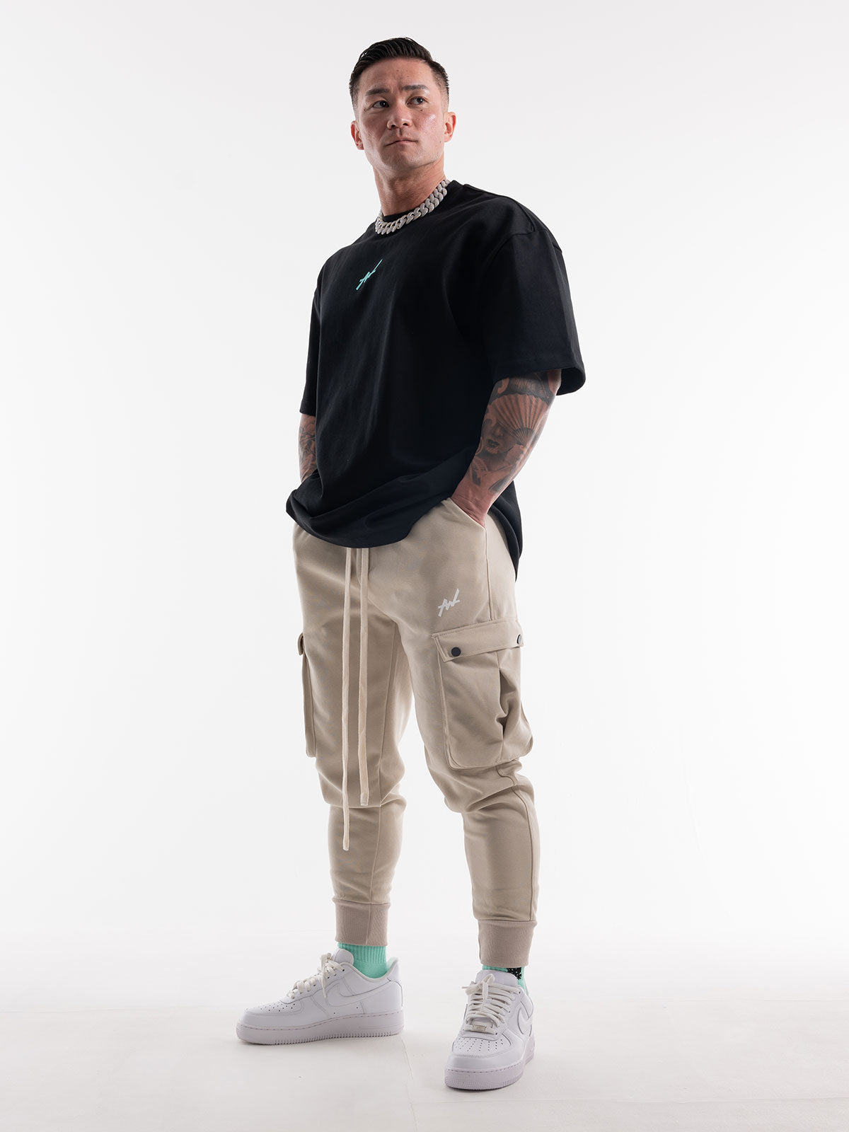 CARGO PANTS ONE POINT LOGO(BEIGE)