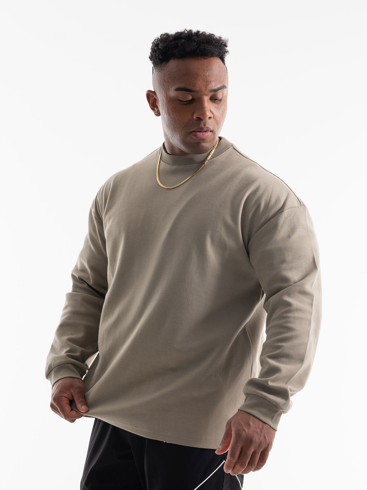 LONG SLEEVE T-shirt RUBBER TAG(KHAKI)