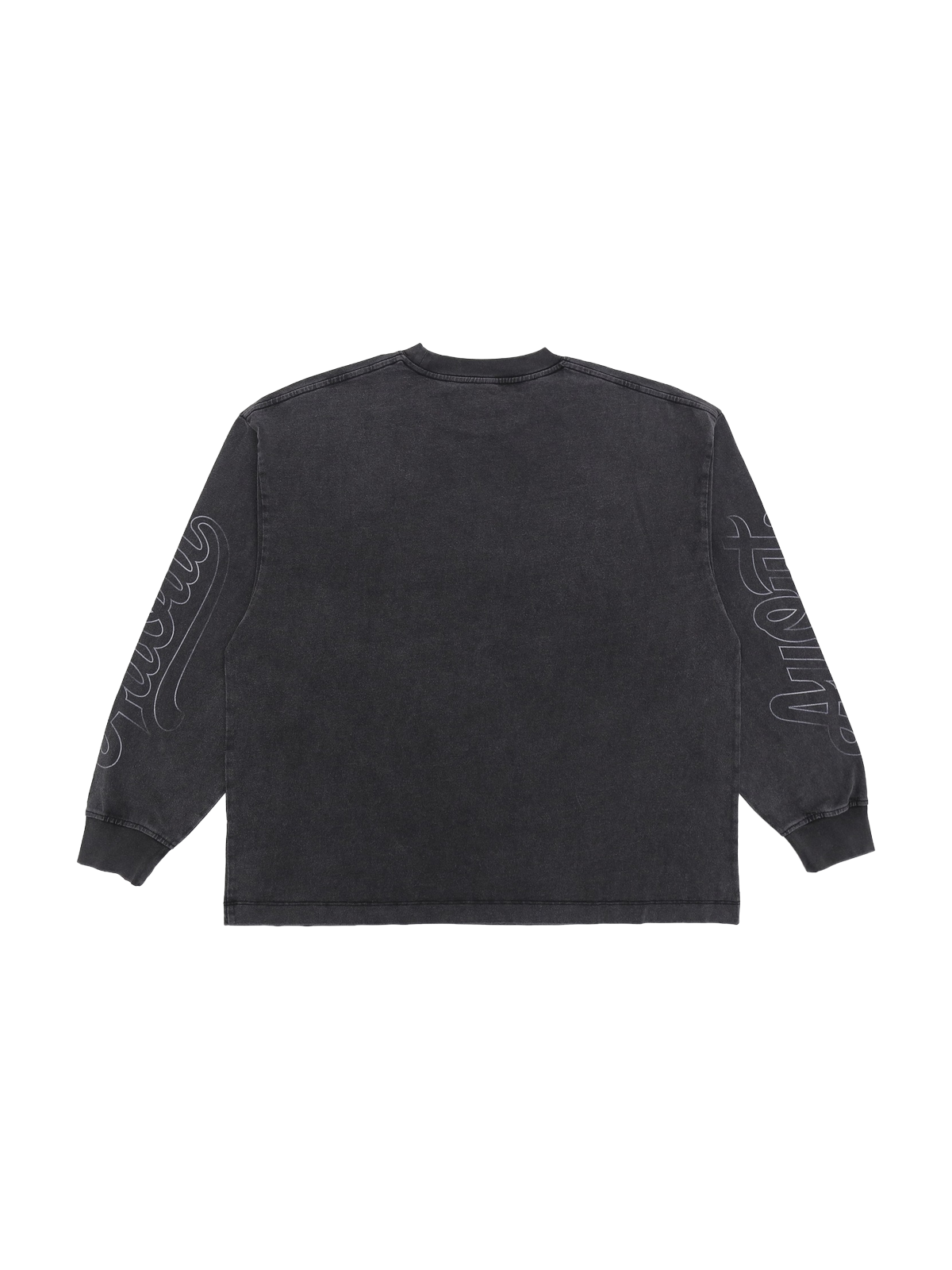 LONG SLEEVE T-shirt DISTRESSED LOGO BLACK 平置き バック