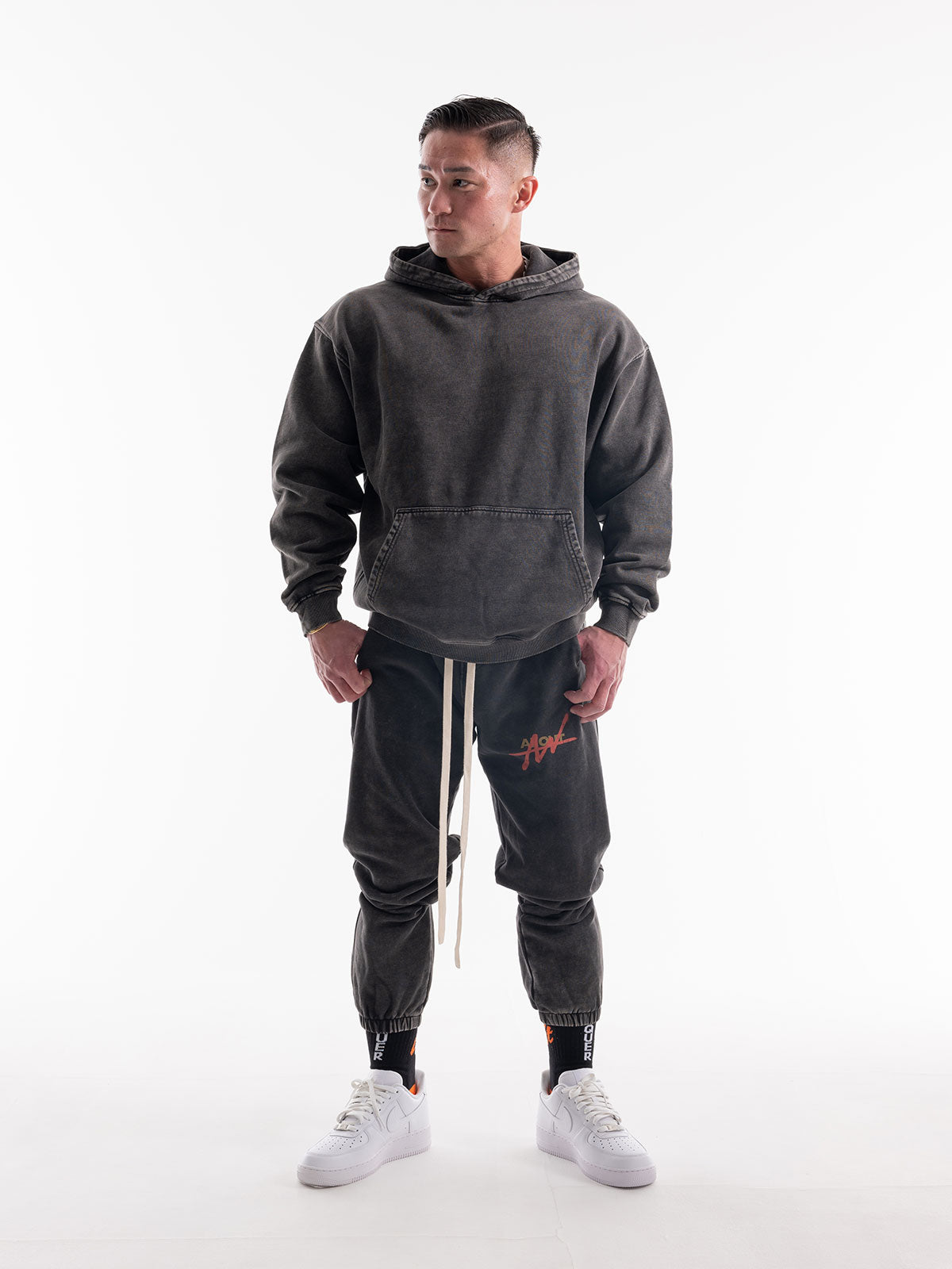 SWEAT HOODIE VINTAGE LOGO(DARK GRAY)