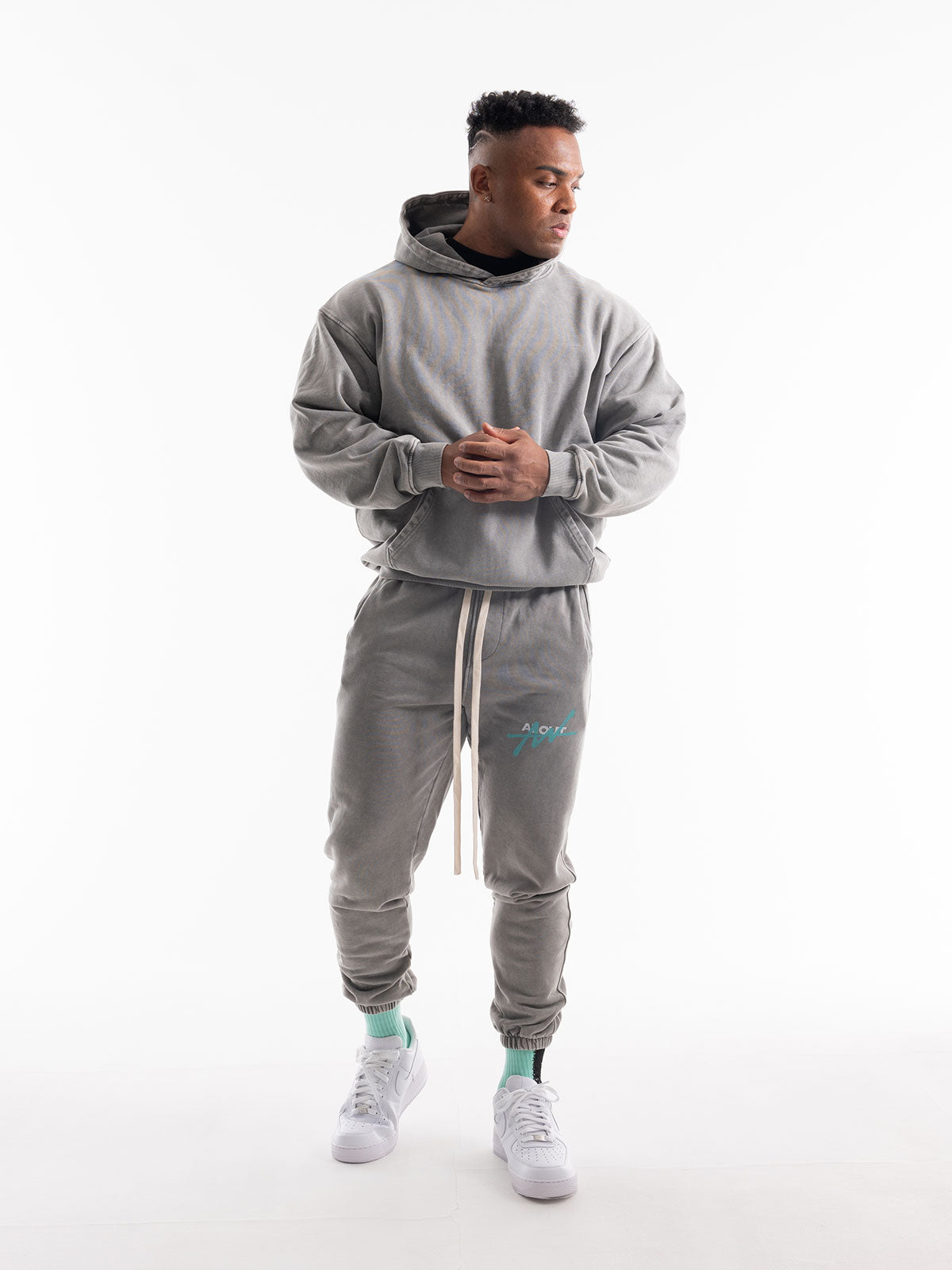 SWEAT HOODIE VINTAGE LOGO(LIGHT GRAY)