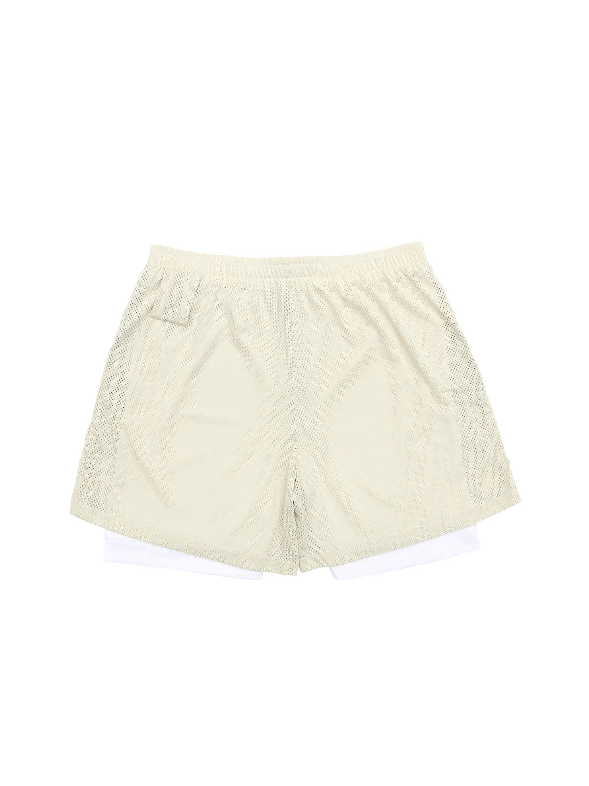 MESH SHORTS RUBBER TAG【BEIGE】