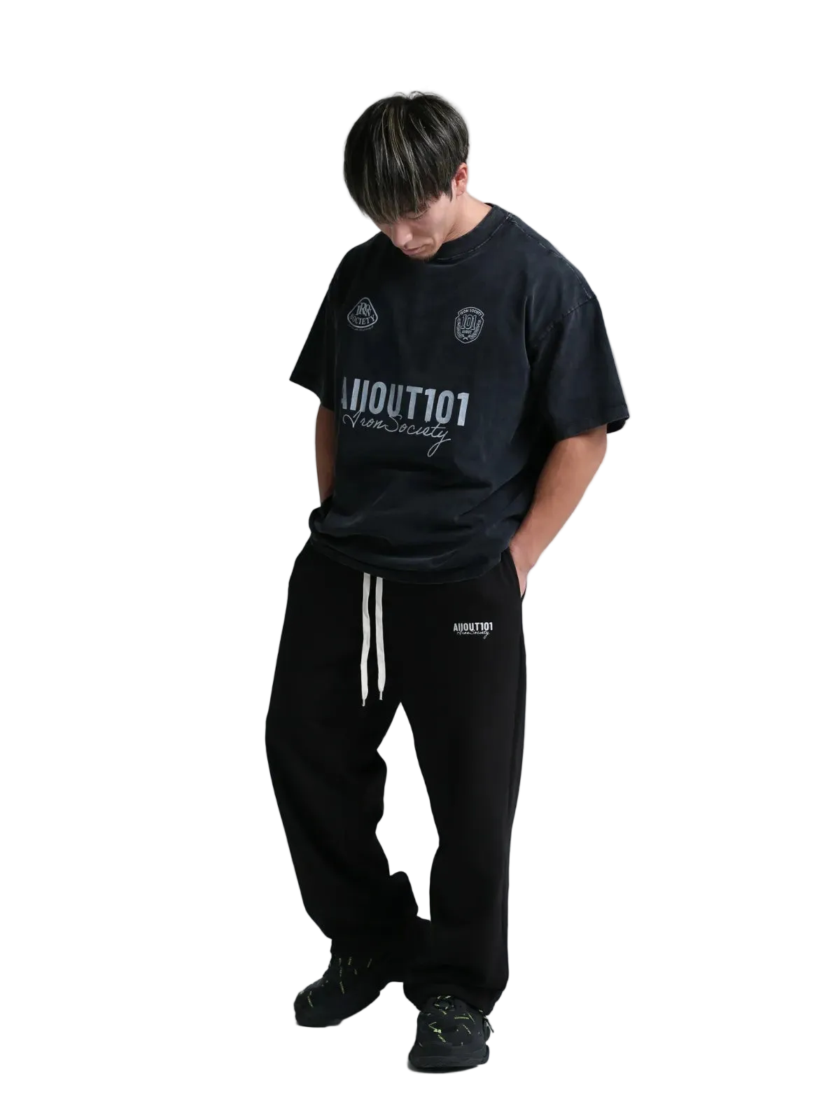 SWEAT PANTS SPRAY (BLACK)