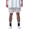 MESH SHORTS RUBBER TAG【BEIGE】