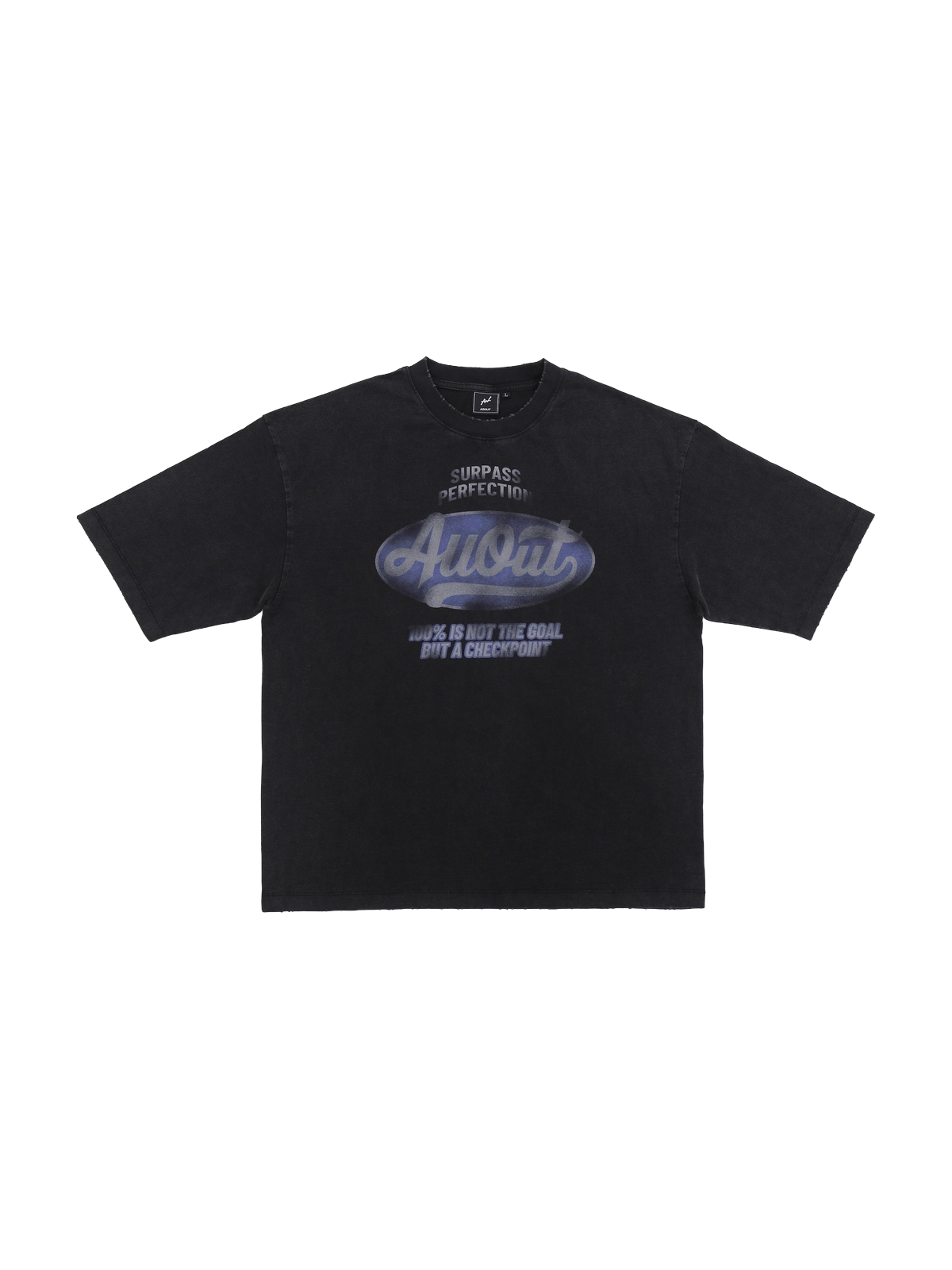 T-SHIRT DISTRESSED LOGO BLACK 平置き フロント