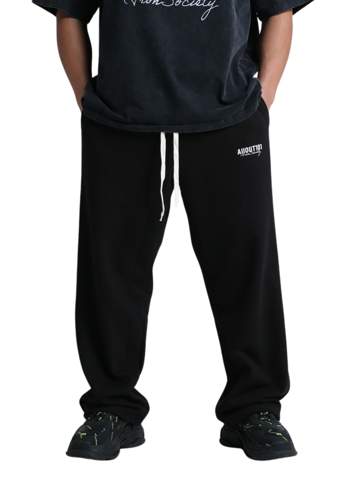 SWEAT PANTS SPRAY (BLACK)