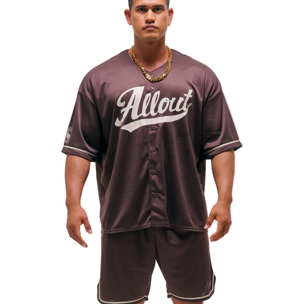 allout ベースボールシャツ　XXL BASEBALL SHIRT(BROWN)