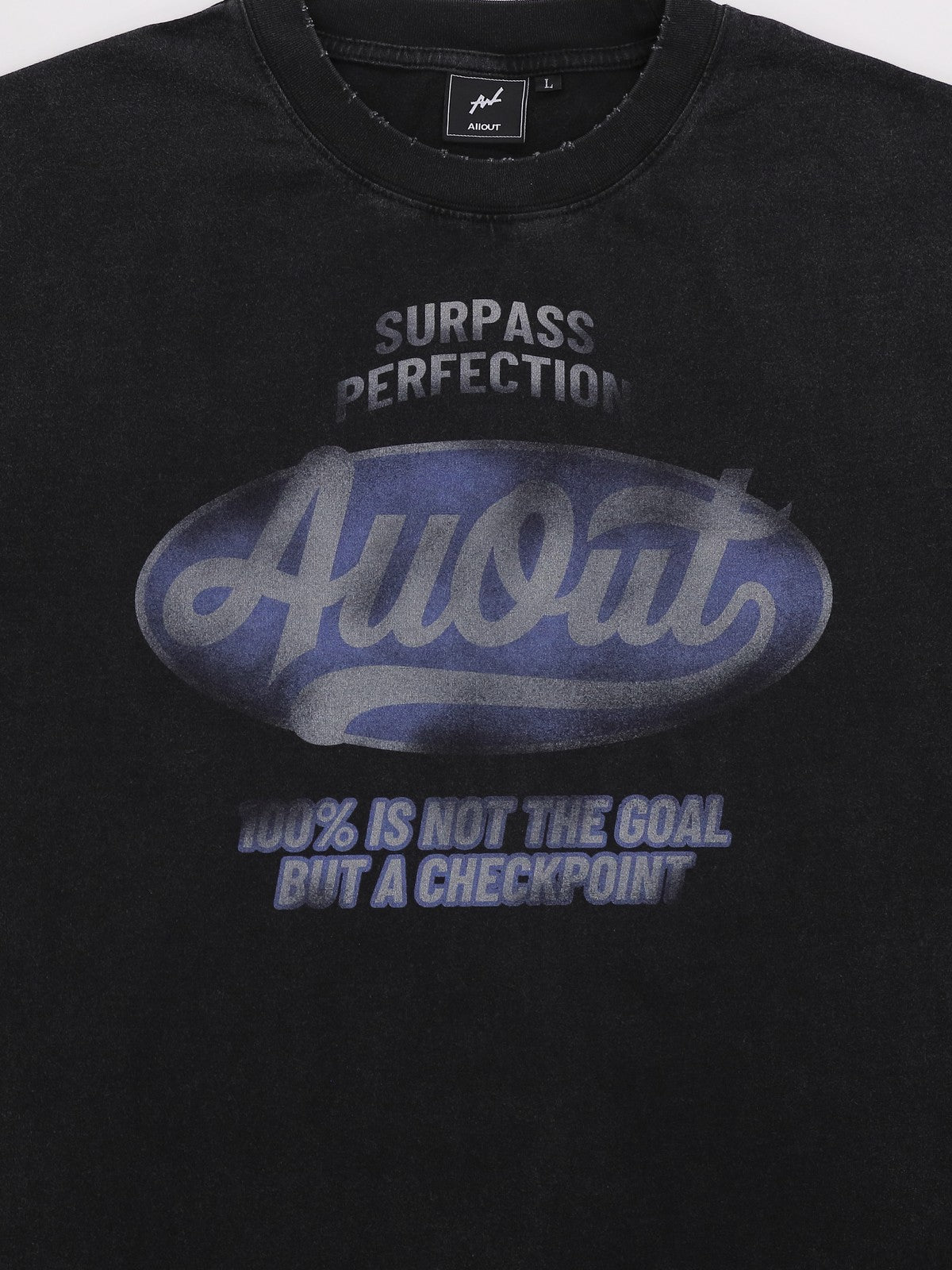 T-SHIRT DISTRESSED LOGO BLACK ディテール フロント