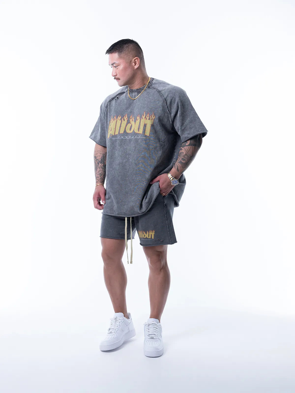 SWEAT TEE | DISTRESSED FLAME