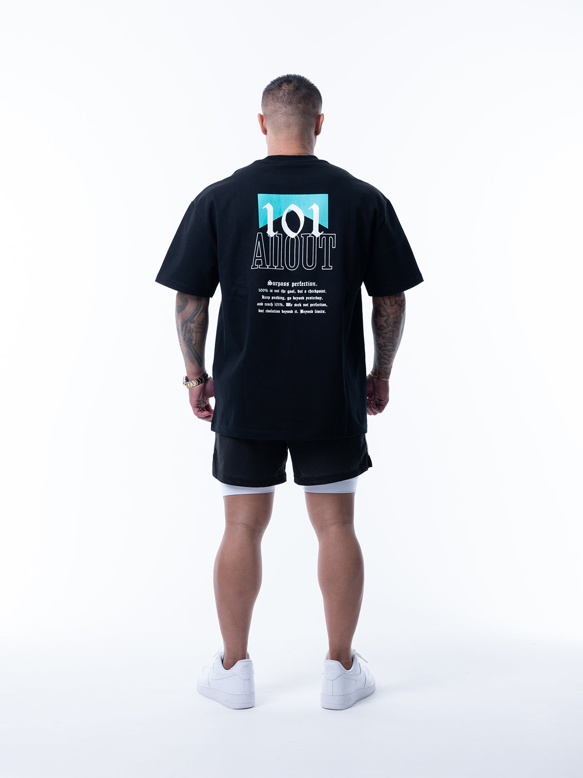 MESH SHORTS RUBBER TAG【BLACK】